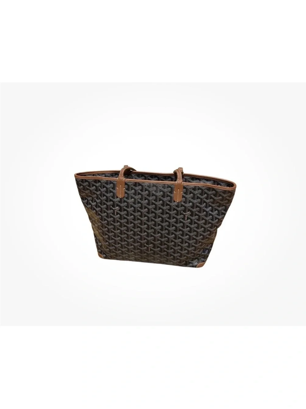 Goyard Black Patterned Artois Tote with Tan Leather Trim